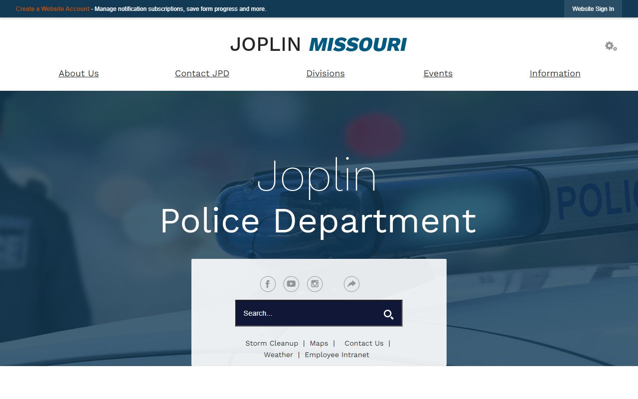 Joplin Police Department website and public records information for arrest report requests