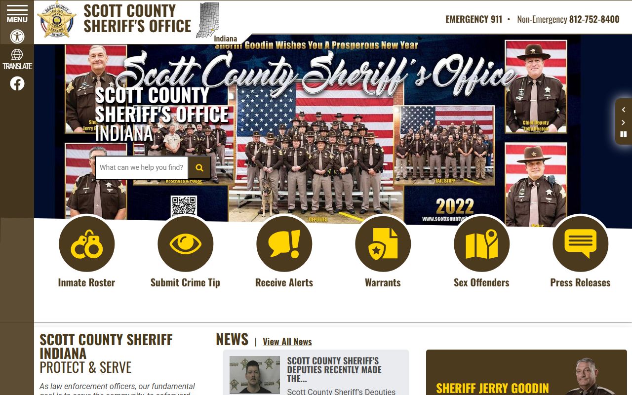 Scott County Sheriff's Office website for Scott County arrest records